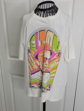 Daydreamer Elton Graphic Tee - Cream with Pink, Orange & Lime Size Small